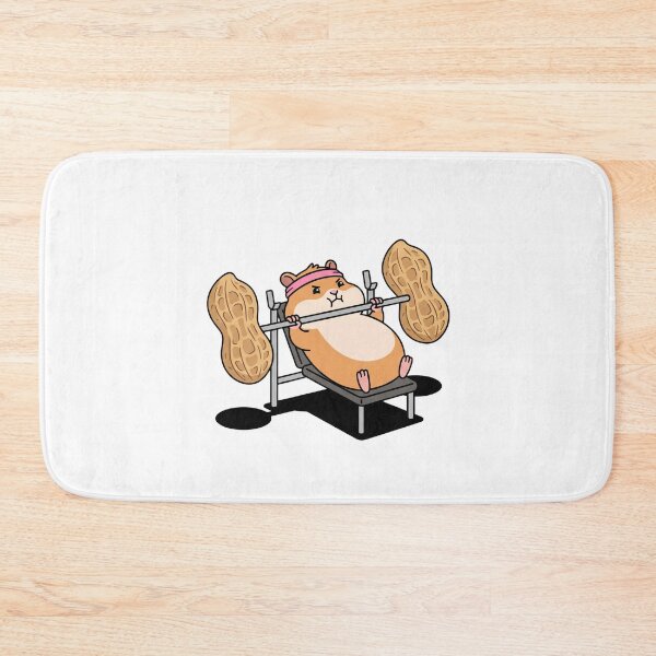Item preview, Cute Hamster Bench Pressing Peanut Barbell Gym Art designed and sold by Rare By Hero.