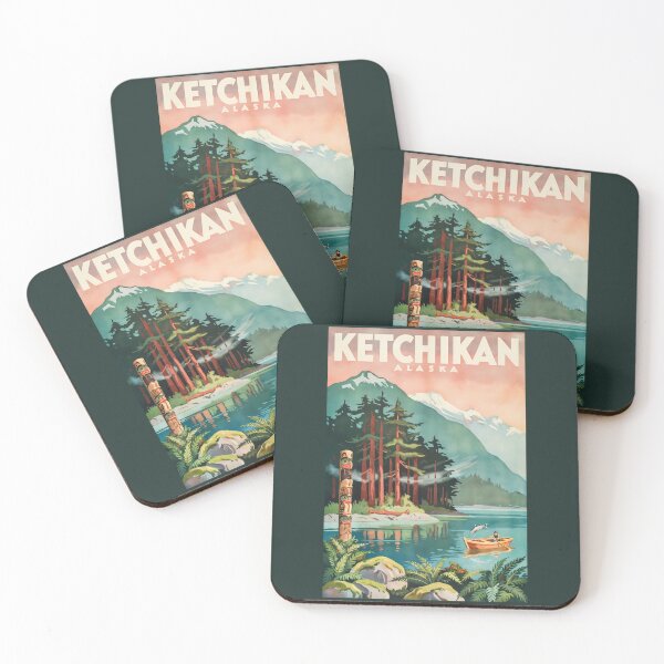 Item preview, Ketchikan Alaska River Illustration Travel Art Vintage designed and sold by KrisSidDesigns.