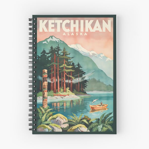 Item preview, Ketchikan Alaska River Illustration Travel Art Vintage designed and sold by KrisSidDesigns.