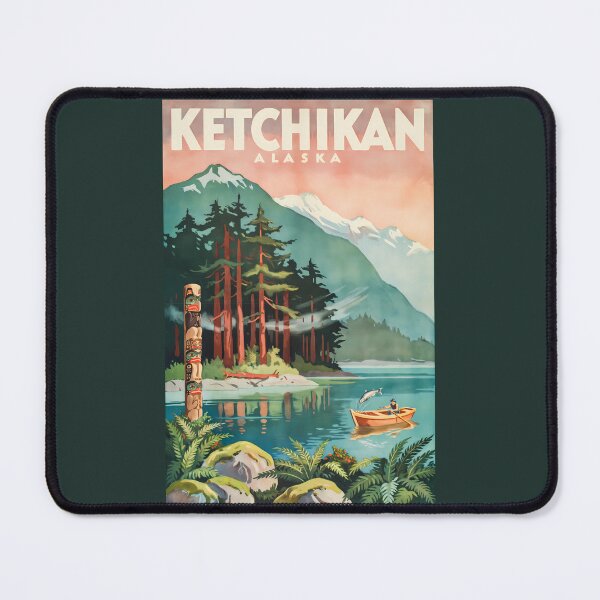 Item preview, Ketchikan Alaska River Illustration Travel Art Vintage designed and sold by KrisSidDesigns.