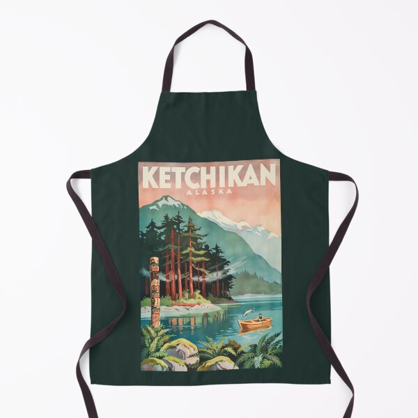 Item preview, Ketchikan Alaska River Illustration Travel Art Vintage designed and sold by KrisSidDesigns.