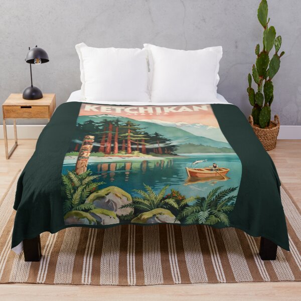 Item preview, Ketchikan Alaska River Illustration Travel Art Vintage designed and sold by KrisSidDesigns.