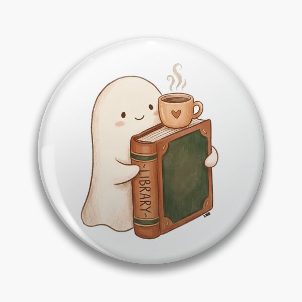 Item preview, Cozy Ghost Reading Book With Coffee designed and sold by L98-Studio.