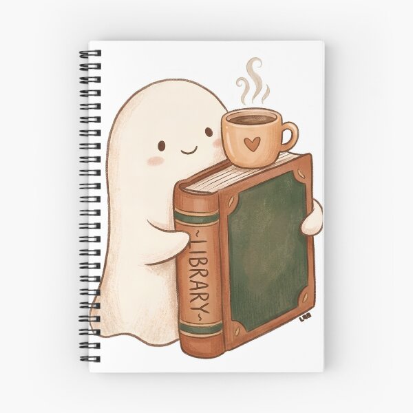 Item preview, Cozy Ghost Reading Book With Coffee designed and sold by L98-Studio.