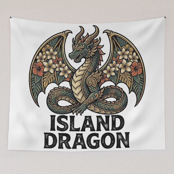 Item preview, Island Dragon Tropical Vintage Mythical Reptile designed and sold by cannsuh.