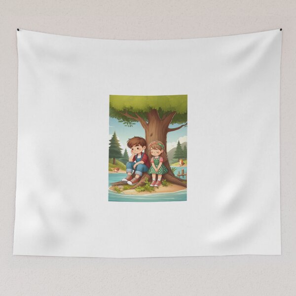 Item preview, Woodland Friends Forest Stream Cute Nature Illustration designed and sold by Prince Tripathi .