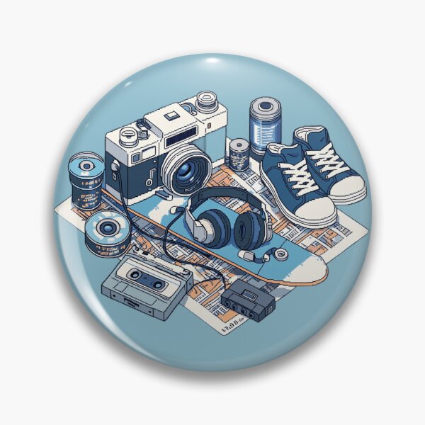 Item preview, Skateboard and Film Pixel Art Aesthetic designed and sold by NijiWorld.