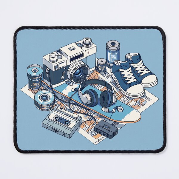 Item preview, Skateboard and Film Pixel Art Aesthetic designed and sold by NijiWorld.