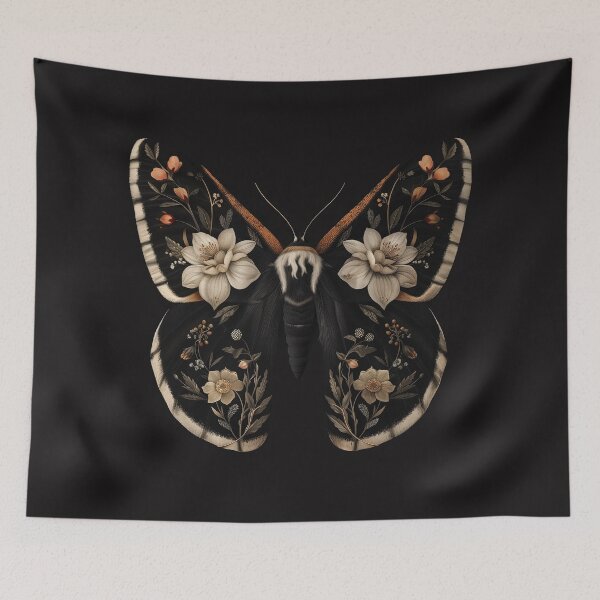 Item preview, Dark Bloom Moth Botanical Art designed and sold by GoodOldPrints4.