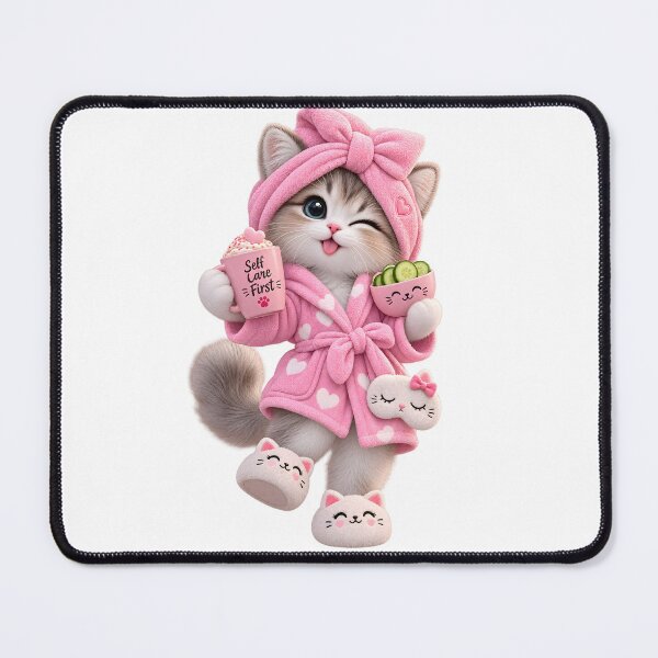 Item preview, Cute Self Care Spa Kitten designed and sold by TinyWeird.