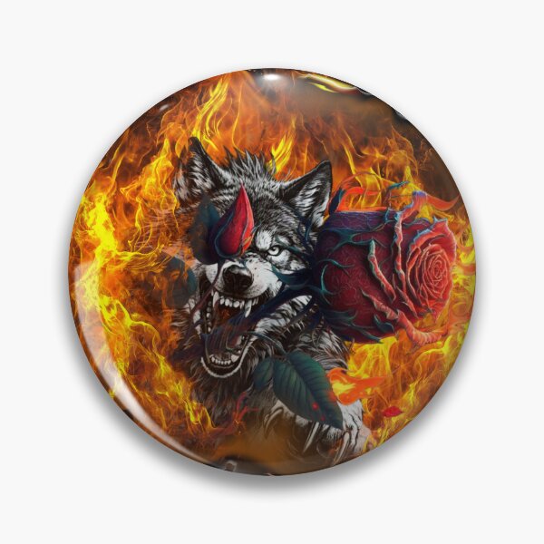 Item preview, Vicious Wolf with Fire Rose - Dark and Flaming Beast designed and sold by BULAIR89.