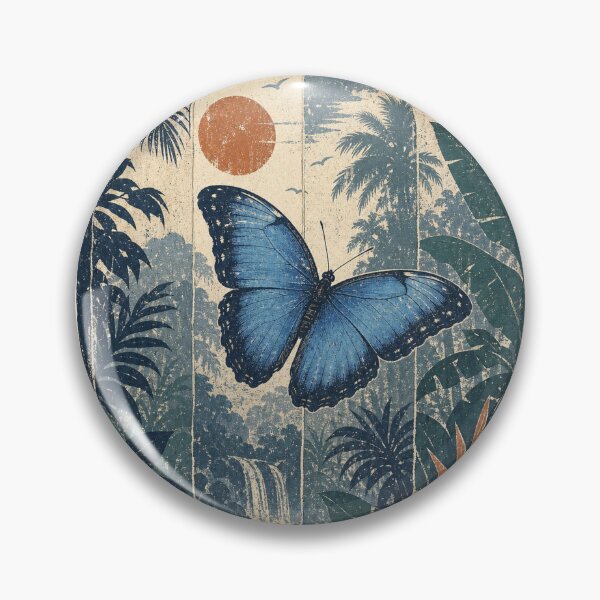 Item preview, Blue Morpho Butterfly in the Rainforest Clearing Wild Animal Wildlife Art designed and sold by VisualArtsOasis.
