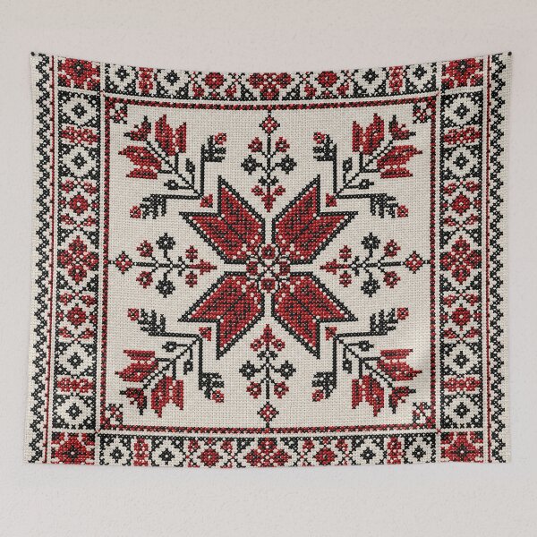 Item preview, Palestinian Tatreez Geometric Embroidery | Traditional Cross Stitch Art designed and sold by BrainCurves.