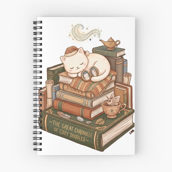 Item preview, Cozy Cat Sleeping on Stack of Books designed and sold by L98-Studio.