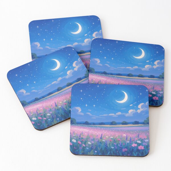 Item preview, Blue Dreamy Night Moon and Wildflowers designed and sold by MaverlyShop.
