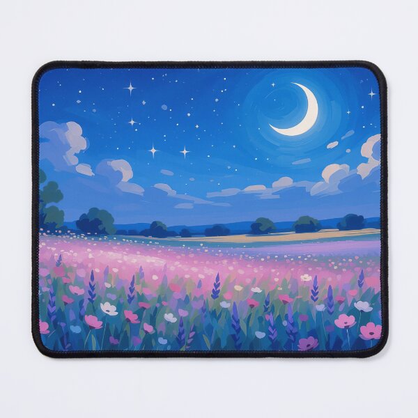 Item preview, Blue Dreamy Night Moon and Wildflowers designed and sold by MaverlyShop.