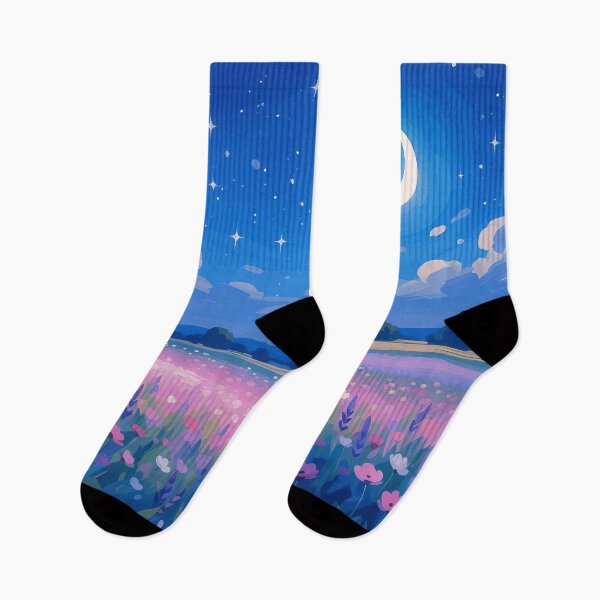 Item preview, Blue Dreamy Night Moon and Wildflowers designed and sold by MaverlyShop.