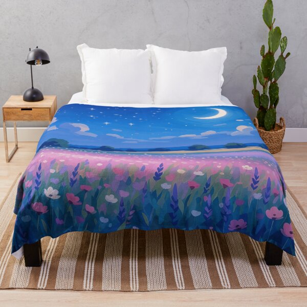 Item preview, Blue Dreamy Night Moon and Wildflowers designed and sold by MaverlyShop.