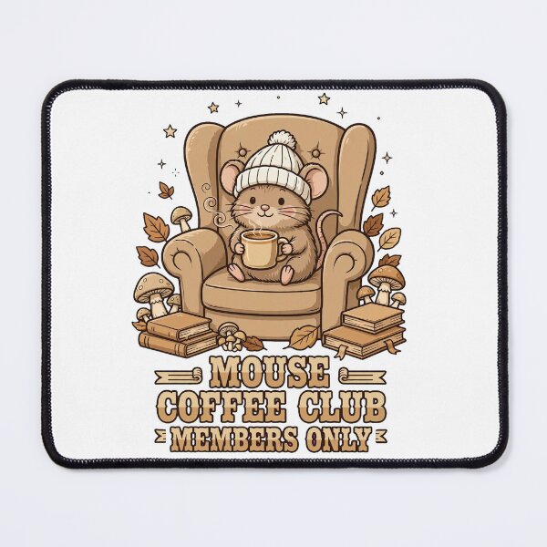 Item preview, Mouse Coffee Club Members Only - Cute Mouse in Armchair Coffee Book Cottagecore Hygge designed and sold by PrettyCrypt.