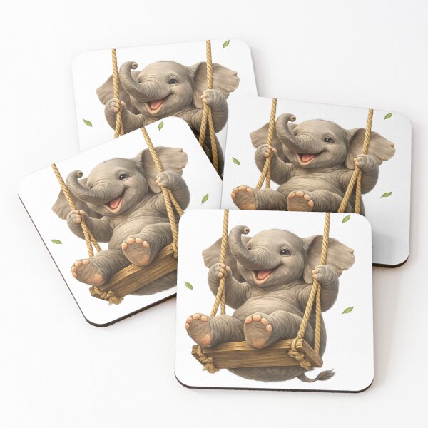 Item preview, Elephant Swinging on a Swing – Whimsical Wildlife Art Prince Tripathi  designed and sold by Prince Tripathi .