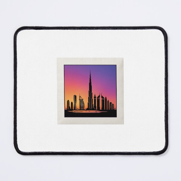 Item preview, Dubai Skyline Silhouette - Sunset Art Design designed and sold by MiniBuildPrints.