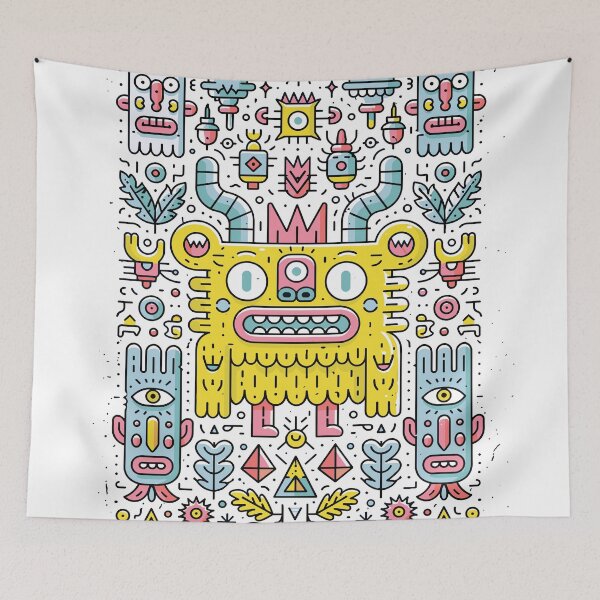 Item preview, Colorful Tribal Creature Whimsical Doodle Art designed and sold by Romgora.