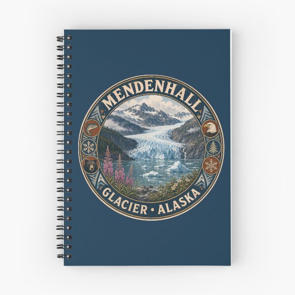 Item preview, Mendenhall Glacier Juneau Alaska Illustration Travel Art Badge designed and sold by KrisSidDesigns.