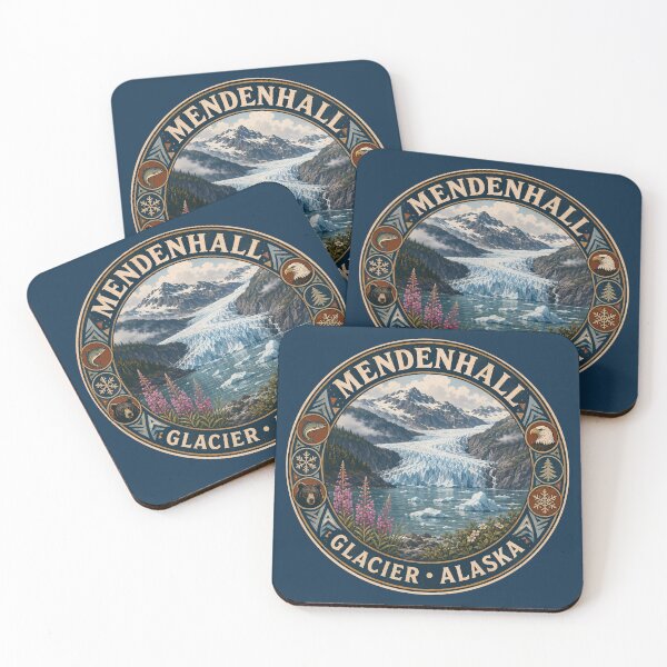Item preview, Mendenhall Glacier Juneau Alaska Illustration Travel Art Badge designed and sold by KrisSidDesigns.