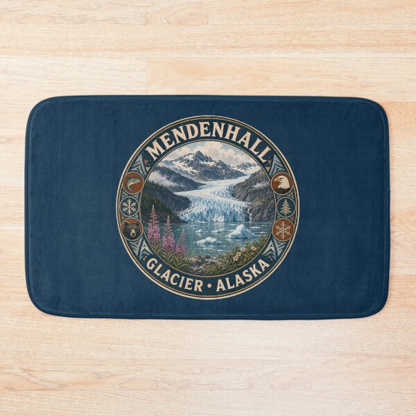 Item preview, Mendenhall Glacier Juneau Alaska Illustration Travel Art Badge designed and sold by KrisSidDesigns.