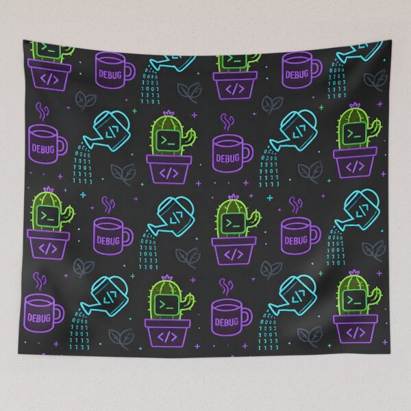 Item preview, Dark Mode WFH Plant Parent Seamless Pattern  designed and sold by ThirdShiftLab.