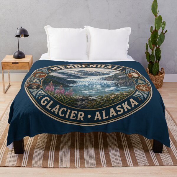 Item preview, Mendenhall Glacier Juneau Alaska Illustration Travel Art Badge designed and sold by KrisSidDesigns.