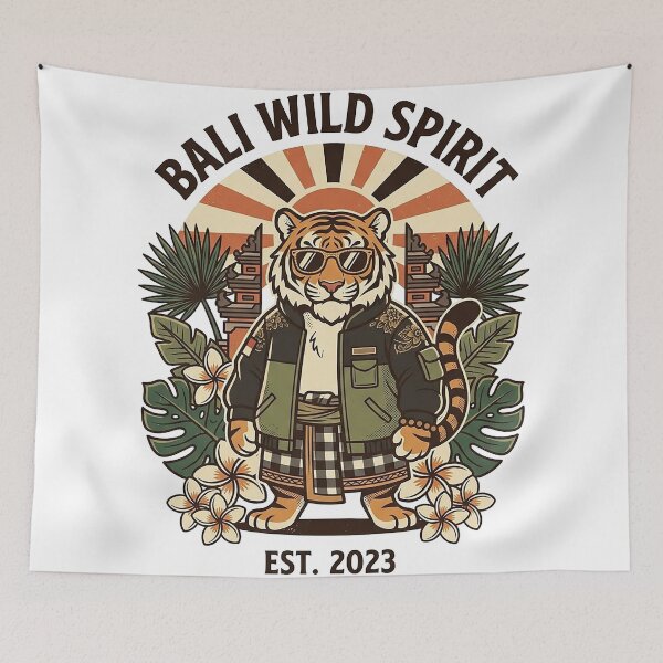 Item preview, Bali Wild Spirit Tiger Tropical Vintage Island designed and sold by cannsuh.
