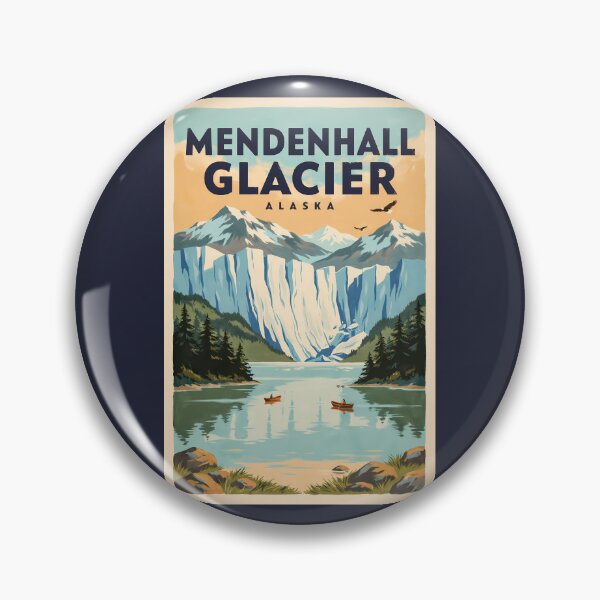 Item preview, Mendenhall Glacier Alaska River Illustration Travel Art Vintage designed and sold by KrisSidDesigns.