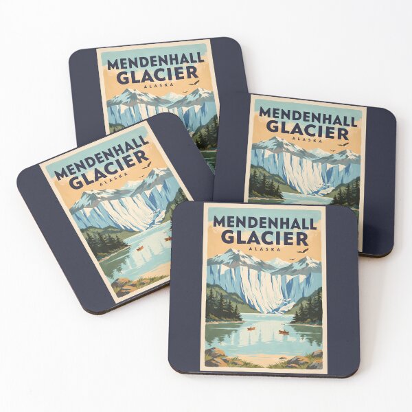 Item preview, Mendenhall Glacier Alaska River Illustration Travel Art Vintage designed and sold by KrisSidDesigns.
