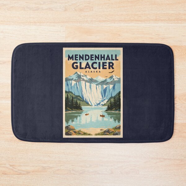 Item preview, Mendenhall Glacier Alaska River Illustration Travel Art Vintage designed and sold by KrisSidDesigns.