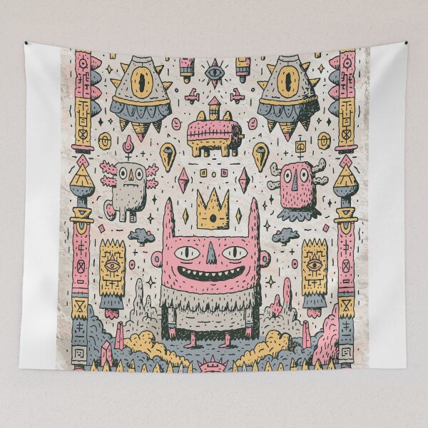 Item preview, Whimsical Doodle Monster King Creature Artwork designed and sold by Romgora.
