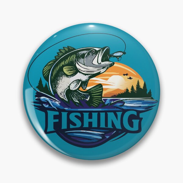 Item preview, Bass fishing Illustration in logo style with custom text "Fishing". designed and sold by Art-Horizon.
