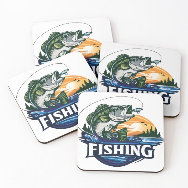 Item preview, Bass fishing Illustration in logo style with custom text "Fishing". designed and sold by Art-Horizon.