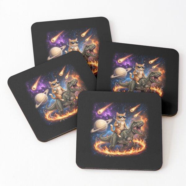 Item preview, Space Dino Rider Funny Art Cat retro gift designed and sold by Amzkao.