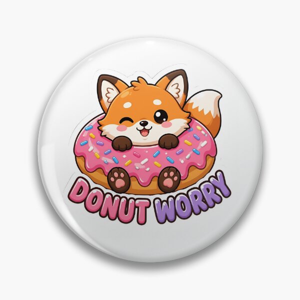 Item preview, Cute Fox Donut Worry Be Happy Kawaii Pun designed and sold by RareVisuals.