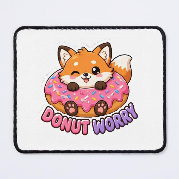 Item preview, Cute Fox Donut Worry Be Happy Kawaii Pun designed and sold by RareVisuals.