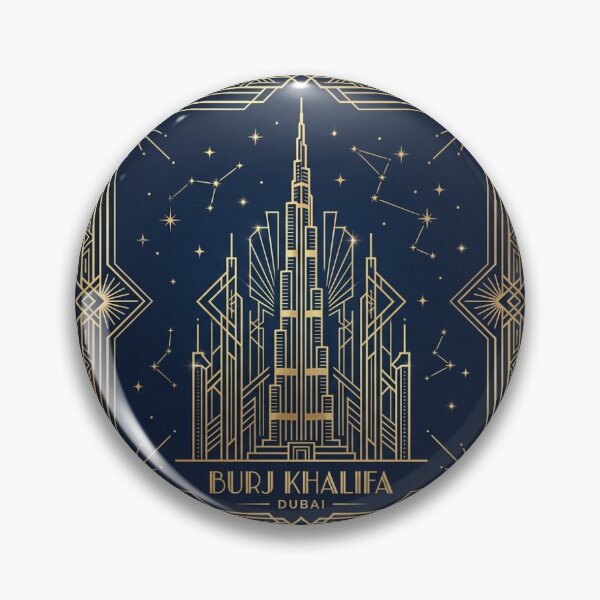 Item preview, Burj Khalifa Gold Art Deco - Square Canvas Print designed and sold by MiniBuildPrints.