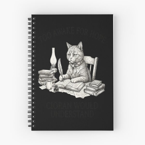 Item preview, Too Awake for Hope – Cioran Literary Cat designed and sold by tulinorampyc.