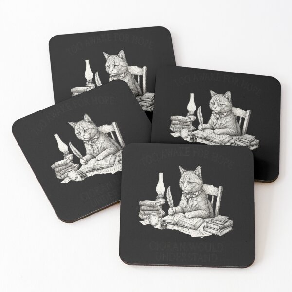Item preview, Too Awake for Hope – Cioran Literary Cat designed and sold by tulinorampyc.