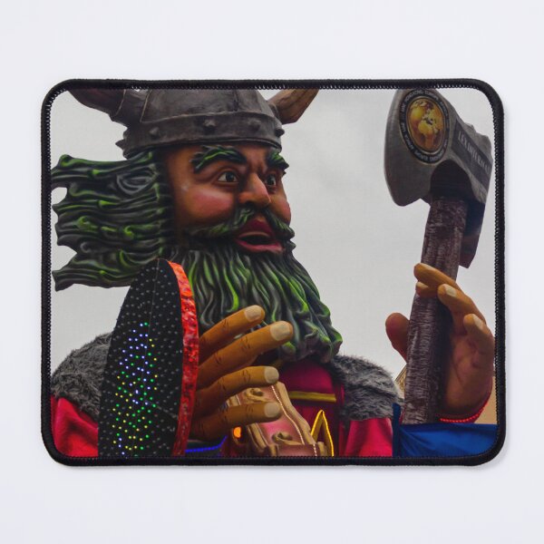 Item preview, Giant Viking Parade Float With Horned Helmet, Axe and Shield At Colorful Carnival Festival designed and sold by Nmallia.