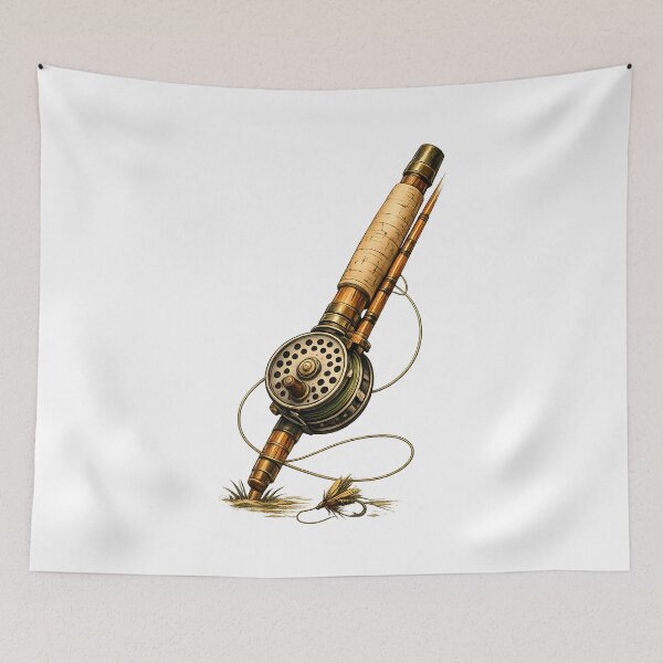 Item preview, Vintage bamboo fishing rod and reel designed and sold by Daily Quirk.