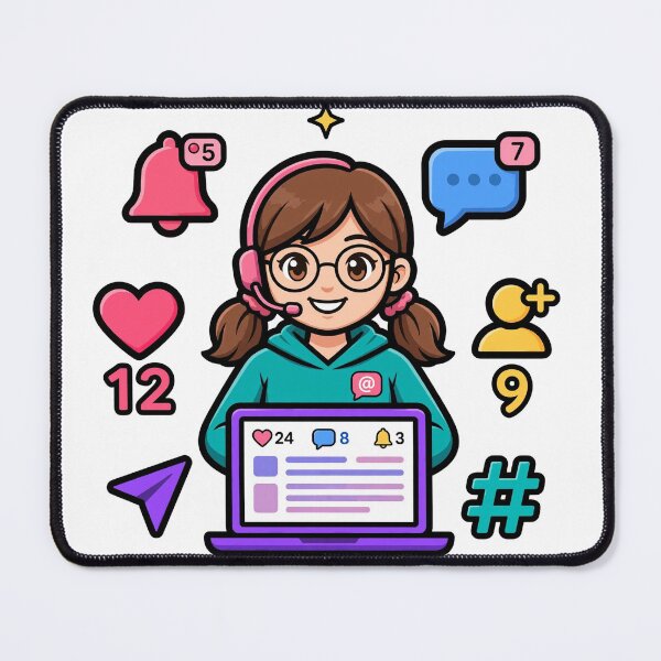 Item preview, Cute Social Media Manager Girl Laptop Sticker designed and sold by Pouf Store.