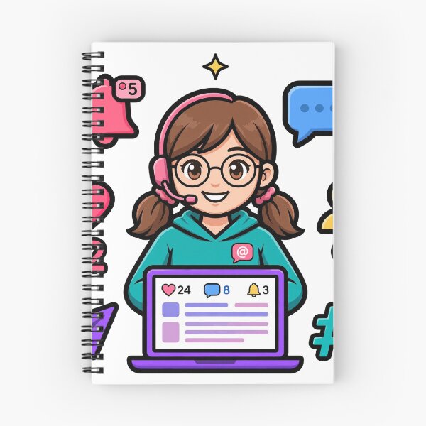 Item preview, Cute Social Media Manager Girl Laptop Sticker designed and sold by Pouf Store.