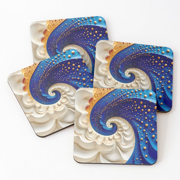 Item preview, Colorful Swirling Spiral Design in Blue and Gold designed and sold by Vicky Brago-Mitchell®.