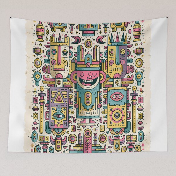Item preview, Vibrant Tribal Cosmic Doodle Art designed and sold by Romgora.